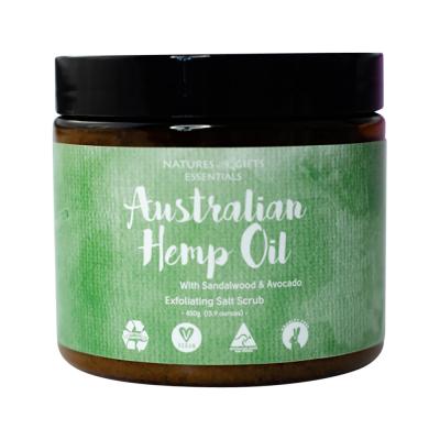Clover Fields Natures Gifts Essentials Australian Hemp Oil with Sandalwood & Avocado Exfoliating Salt Scrub 450g